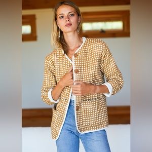 Emerson Fry India Collection quilted jacket yellow gingham like new small xsmall